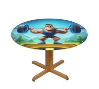 WZYWHJ Nappe ronde imperméable et infroissable pour table de salle à manger Motif sports d'haltérophilie