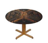 WZYWHJ Nappe ronde imprimée circuit art déco imperméable et infroissable pour table de salle à manger