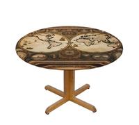 WZYWHJ Nappe ronde vintage imprimée carte du monde ancien, imperméable, résistante aux plis pour table de salle à manger, nappe décorative