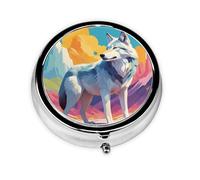 WZYWHJ National Geographic Boîte à médicaments circulaire avec compartiments Motif loup