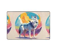 WZYWHJ National Geographic Tapis de sol antidérapant Motif loup 91,4 x 61 cm Pour salon, bureau, table basse, lit, balcon