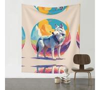 WZYWHJ National Geographic Tapisserie décorative Motif loup 152,4 x 129,5 cm Convient pour décoration murale, dortoir