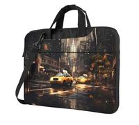 WZYWHJ New York Fashion City Prints Sac pour ordinateur portable avec intérieur doux, plusieurs poches, idéal pour les hommes, les voyages et les affaires, Noir/blanc, 13 inch