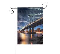 Wzywhj New York Manhattan Bridge Drapeau de jardin d'été double face Décoration cour 30,5 x 45,7 cm