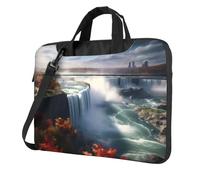 WZYWHJ Niagara Falls Prints Sac pour ordinateur portable avec intérieur doux, plusieurs poches, idéal pour les hommes, les voyages et les affaires, Noir/blanc, 14 inch