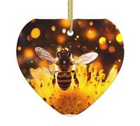 WZYWHJ Noel Céramique Coeur Pendentif pour Festival Décoration et Souvenir Cadeau Abeilles en Vol Imprimé