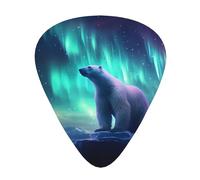 Wzywhj Northern Lights Lot de 12 médiators en forme d'ours polaire Prise en main facile pour ukulélé Guitare acoustique et électrique