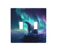 WZYWHJ Northern Lights Panneau en thermoplastique imprimé ours polaire pour interrupteur Plaque murale décorative qui n'est pas facilement endommagée