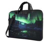 WZYWHJ Northern Lights Prints Sac pour ordinateur portable 14" avec intérieur doux, plusieurs poches, idéal pour les hommes, les voyages et les affaires, noir,