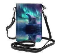 WZYWHJ Northern Lights Sac à bandoulière en cuir pour femme Motif ours polaire avec bandoulière réglable