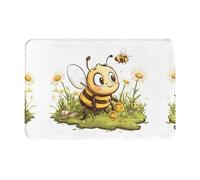 WZYWHJ Paillasson antidérapant 40,6 x 61 cm Facile à nettoyer Convient pour porte d'entrée, salon, salle de bain Motif abeille ludique
