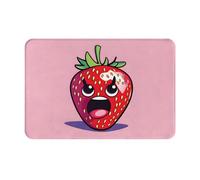 WZYWHJ Paillasson antidérapant 40,6 x 61 cm, facile à nettoyer, convient pour porte d'entrée, salon, salle de bain, motif fraise en colère