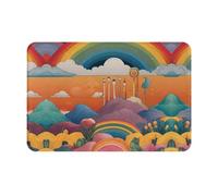 WZYWHJ Paillasson antidérapant 40,6 x 61 cm Facile à nettoyer Convient pour porte d'entrée, salon, salle de bain Motif arc-en-ciel étrange