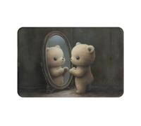WZYWHJ Paillasson antidérapant facile à nettoyer - Convient pour porte d'entrée, salon, salle de bain - Motif ours dans le miroir - 40,6 x 61 cm
