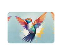 WZYWHJ Paillasson antidérapant facile à nettoyer, convient pour porte d'entrée, salon, salle de bain, motif aquarelle colibri, 40,6 x 61 cm