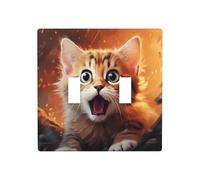 WZYWHJ Panneau en thermoplastique imprimé chaton surpris pour interrupteur mural décoratif qui n'est pas facilement endommagé