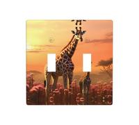 WZYWHJ Panneau en thermoplastique imprimé girafe maman et bébé pour interrupteur mural décoratif qui n'est pas facilement endommagé