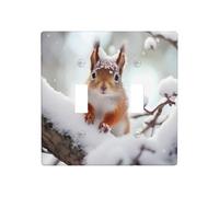 WZYWHJ Panneau en thermoplastique imprimé petit écureuil sur l'arbre de neige pour interrupteur mural décoratif qui n'est pas facilement endommagé