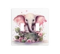 WZYWHJ Panneau en thermoplastique imprimé petit éléphant rose prenant le bain pour interrupteur mural décoratif qui n'est pas facilement endommagé