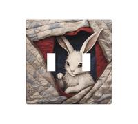 WZYWHJ Panneau en thermoplastique imprimé petit lapin blanc dans la couette pour interrupteur mural décoratif qui n'est pas facilement endommagé