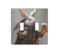 WZYWHJ Panneau en thermoplastique imprimé petit lapin blanc tenant de la bière pour interrupteur mural décoratif qui n'est pas facilement endommagé