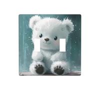 WZYWHJ Panneau en thermoplastique imprimé petit ours blanc sous la pluie pour interrupteur mural décoratif qui n'est pas facilement endommagé