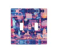 WZYWHJ Panneau thermoplastique décoratif pour interrupteur Motif ville nocturne de Las Vegas