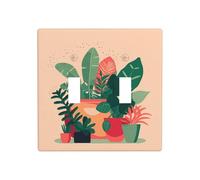 WZYWHJ Panneau thermoplastique d'intérieur à motif de petites plantes vertes pour interrupteur mural décoratif qui n'est pas facilement endommagé