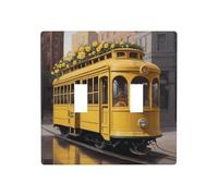 WZYWHJ Panneau thermoplastique imprimé bus jaune rose pour interrupteur mural décoratif qui n'est pas facilement endommagé