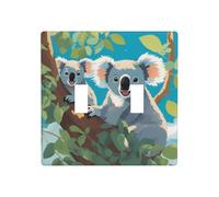 WZYWHJ Panneau thermoplastique imprimé deux koalas heureux pour interrupteur mural décoratif qui n'est pas facilement endommagé