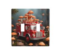 WZYWHJ Panneau thermoplastique imprimé en forme de champignon camion de pompiers pour interrupteur mural décoratif qui n'est pas facilement endommagé