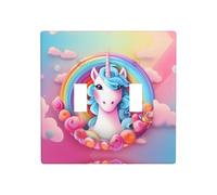 WZYWHJ Panneau thermoplastique imprimé licorne arc-en-ciel pour interrupteur mural décoratif qui n'est pas facilement endommagé