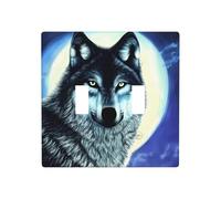 WZYWHJ Panneau thermoplastique imprimé loup sous la lune pour interrupteur mural décoratif qui n'est pas facilement endommagé