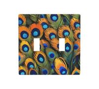 WZYWHJ Panneau thermoplastique imprimé plumes de paon pour interrupteur mural décoratif qui n'est pas facilement endommagé