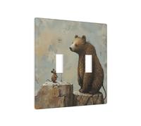 WZYWHJ Panneau thermoplastique imprimé souris et ours sur les rochers pour interrupteur Plaque murale décorative qui n'est pas facilement endommagée
