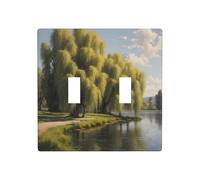 WZYWHJ Panneau thermoplastique imprimé Willow Trees by The Lake pour interrupteur mural décoratif qui n'est pas facilement endommagé