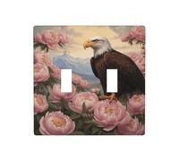 WZYWHJ Panneau thermoplastique, motif aigle parmi les pivoines, pour interrupteur, plaque murale décorative qui n'est pas facilement endommagée
