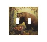 WZYWHJ Panneau thermoplastique, motif ours brun, cueillette de pommes pour interrupteur, plaque murale décorative qui n'est pas facilement endommagée