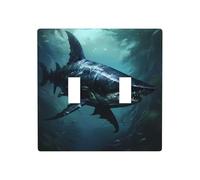 WZYWHJ Panneau thermoplastique, motif requin noir, pour interrupteur, plaque murale décorative qui n'est pas facilement endommagée