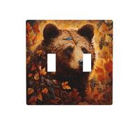 WZYWHJ Panneau thermoplastique pour interrupteur Motif ours marron en automne Plaque murale décorative qui n'est pas facilement endommagée