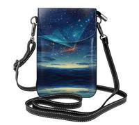 WZYWHJ Paper plane in the starry sky printed leather Crossbody Flap Phone Bag - Polyvalent cadeau pour femme, marche, camping, shopping et voyage