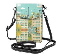 WZYWHJ Paris Street scene Eiffel Tower Picture Sac à bandoulière en cuir pour femme avec bandoulière réglable