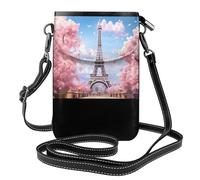WZYWHJ Paris Street Tour Eiffel Rose Motif floral Sac à bandoulière en cuir pour femme avec bandoulière réglable