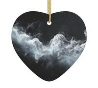 WZYWHJ Pendentif de Noël en céramique en forme de cœur à suspendre pour sapin de Noël, décoration de festival, image de fumée interstellaire