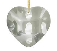 WZYWHJ Pendentif de Noël en céramique en forme de cœur à suspendre pour sapin de Noël, décoration de festival, image de bruit blanc optique