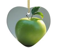 WZYWHJ Pendentif de Noël en céramique en forme de cœur à suspendre pour sapin de Noël, décoration de festival, image de fruits verts