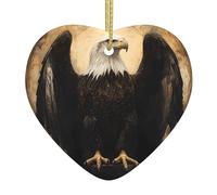 WZYWHJ Pendentif de Noël en céramique en forme de cœur à suspendre pour sapin de Noël, décoration de festival, image d'aigle majestueux