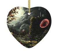WZYWHJ Pendentif de Noël en céramique en forme de cœur à suspendre pour sapin de Noël, décoration de festival, décoration The Venus Flytrap Waits Image