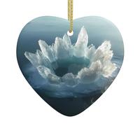 WZYWHJ Pendentif de Noël en céramique en forme de cœur à suspendre pour sapin de Noël, décoration de festival, grande image en cristal