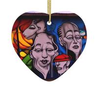 WZYWHJ Pendentif de Noël en céramique en forme de cœur - Décoration à suspendre au sapin - Décoration de festival - Graffiti de rue
